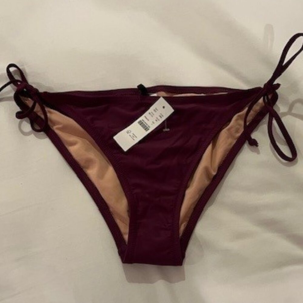 NWT JCrew String bikini bottom, Plum color, Size L